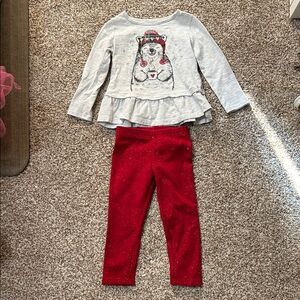 Carter's Cozy Polar Bear Peplum Shirt and Sparkle Pants
